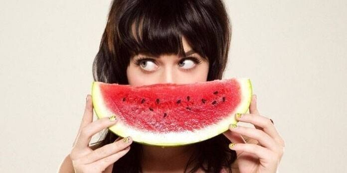 girl with watermelon on a diet with watermelon